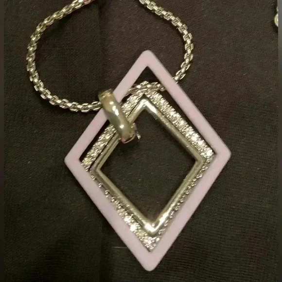 Silver Layered Diamond Shape Necklace. NWOT - Picture 1 of 4